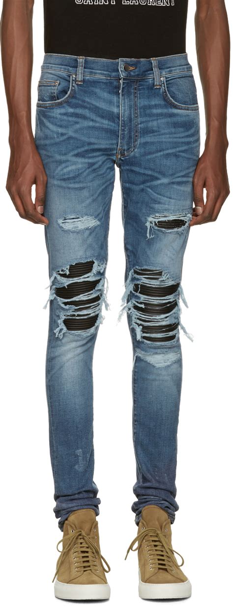 Amiri Indigo Skinny Mx Patch Jeans Ssense Uk