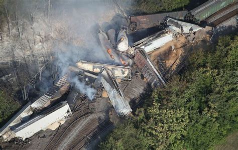 Ohio freight train derails, causing fiery blast