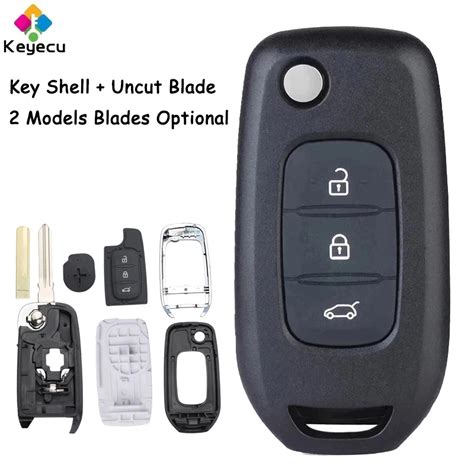 Keyecu Flip Remote Car Key Shell Case Fob Buttons Uncut Blade For