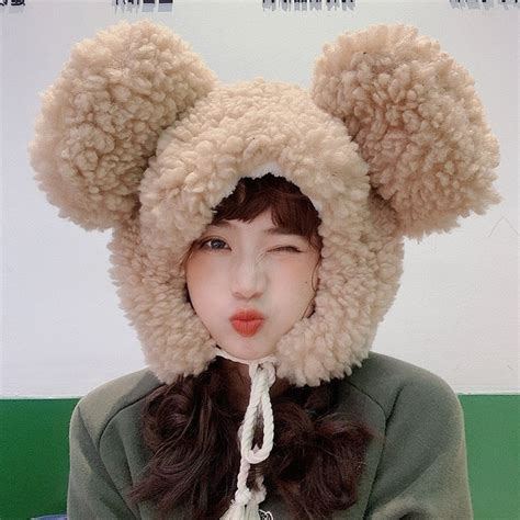 Faux Fur Large Bear Ears Tassel Beanie Hat Kawaiies