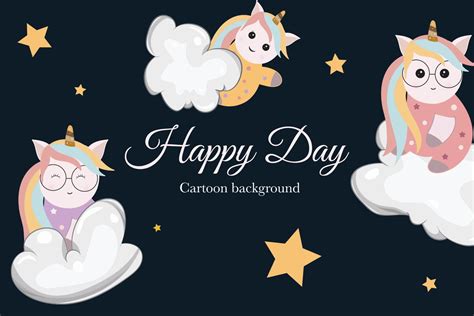 cute kawaii unicorn cartoon template background 9198366 Vector Art at ...