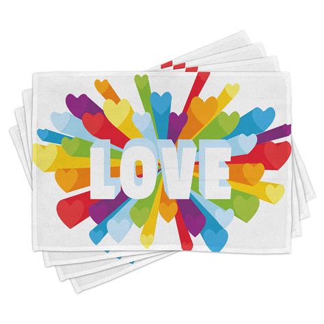 Ambesonne Colorful Place Mats Set Of Love Burst Gay Lgbt Standard Size Multicolor Walmart