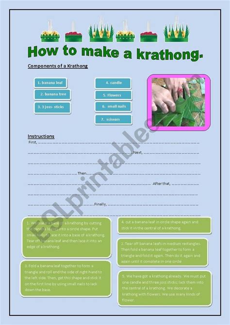 This Worksheet Is Loy Krathong Festival It Is Very Famous Festival In