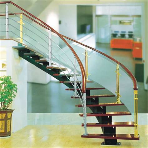 Foshan Indoor Curved Wood Stairs Wood Round Stair Modern Big Curved Staircase Led Staircase