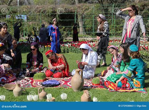 Dushanbe,Tajikistan - People in Traditional National Tajik Costumes