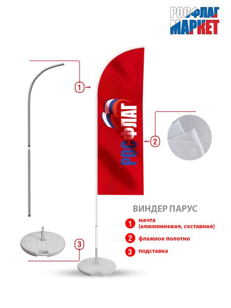 Флагшток Виндер "Парус" 3,7 м, без основания - купить в Краснодаре по ...