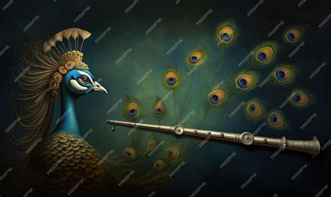 Premium AI Image | Lord Krishna and playing flute on the occasion of Janmashtami festival of ...