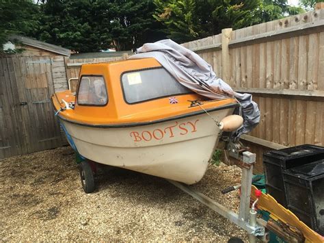 15ft SOLAR JIFFY CUDDY CABIN BOAT WITH 8hp JOHNSON ENGINE & TRAILER ...