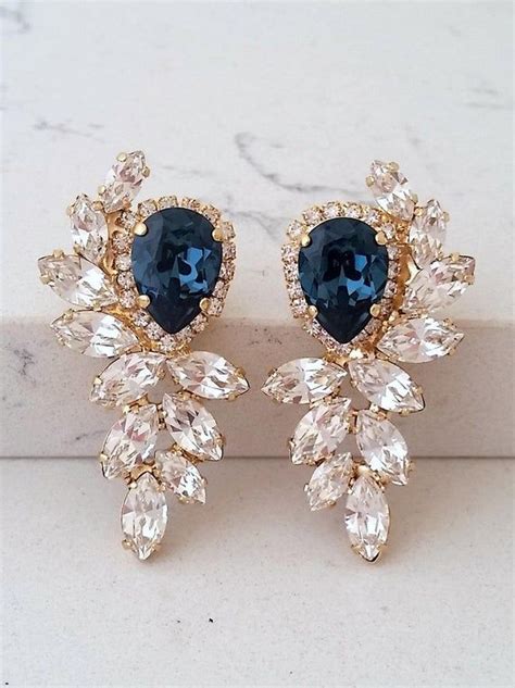 Navy Blue Earrings Sapphire Earrings Blue Bridal Earrings Bridal