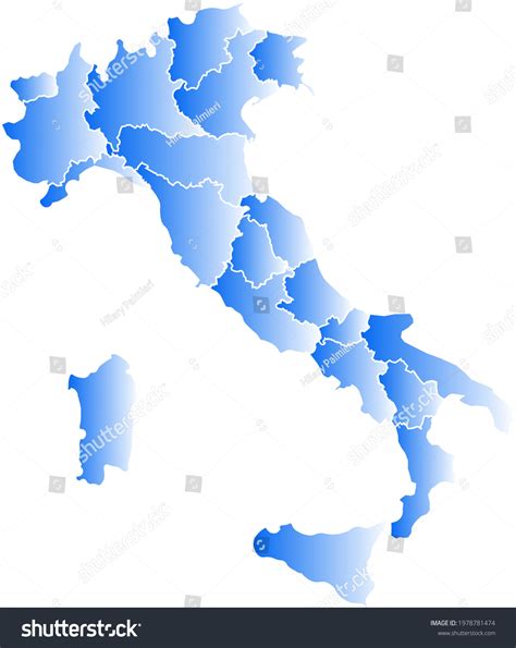 Italian Political Map Administrative Regional Borders Stock Vector (Royalty Free) 1978781474 ...