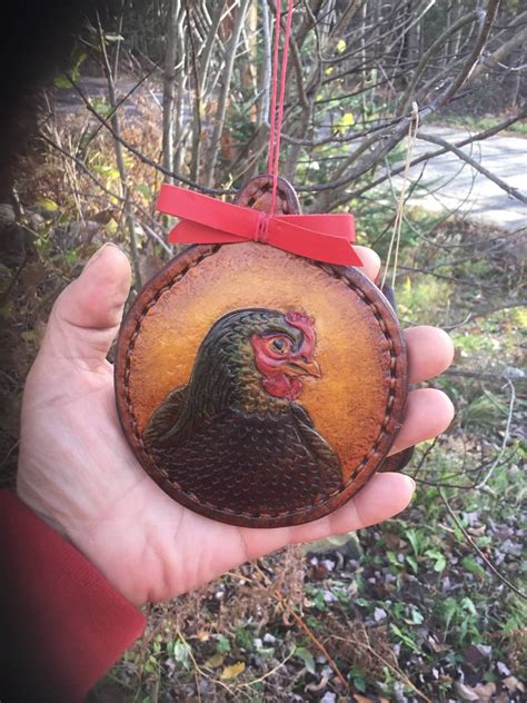 Leather Chicken Ornament Chicken Lovers Etsy