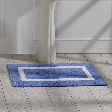 Better Trends Hotel Collection Bath Rug 17" x 24" Blue & White ...