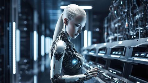 Premium Photo | Artificial Intelligence Bot Working on Servers