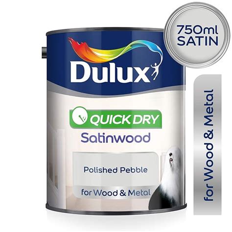 Dulux Quick Dry Satinwood Paint For Wood And Metal Polished Pebble