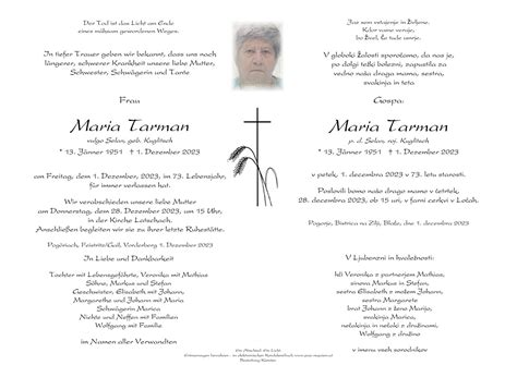 Parte für Maria Tarman pax requiem