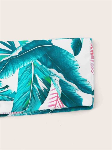 Tropical Bandeau Cheeky Bikini Swimsuit