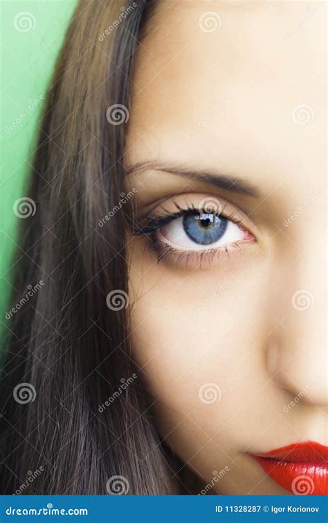 Beautiful Brunette Girl With Red Lips Stock Image Image Of Adult Brunette 11328287