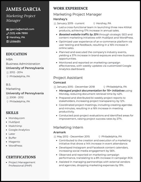 Project Manager Resume Examples 2024 Pdf Marie Selinda