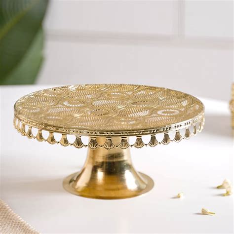 Filigree Metal Cake Stand Gold Online - Premium Cake Stand | Nestasia