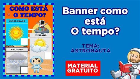 Banner Como Est O Tempo Tema Astronauta Material Gratuito Astronauta