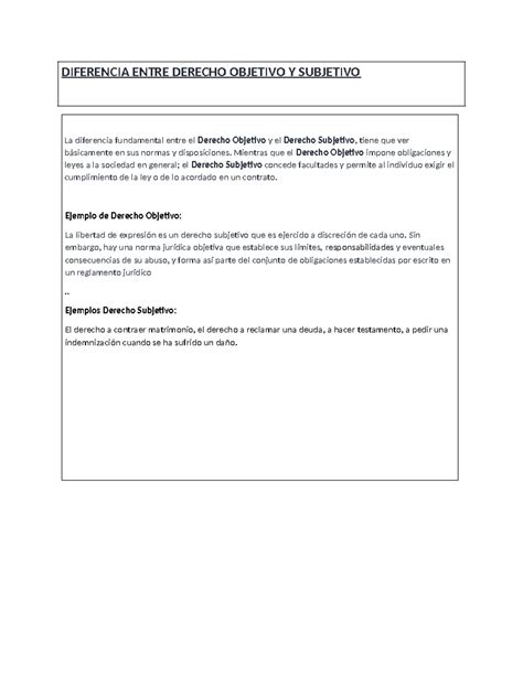 Seg N Lo Le Do Sobre El Derecho Objetivo Y Subjetivo Diferencia Entre