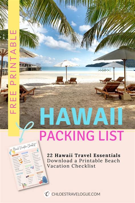 Hawaii Vacation Packing List Free Printable Checklist Included