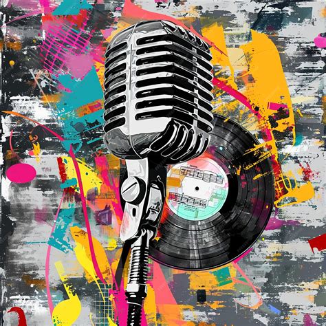 Premium Photo | Rock n Roll Legacy Vintage Mic with Musical Abstracts