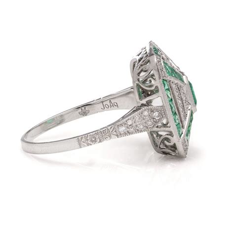 Art Deco Inspired Emerald And Diamond Cluster Ring Jewellery Discovery