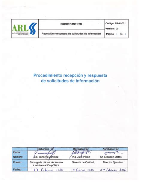 Procedimiento Recepci N Y Respuesta De Solicitudes De