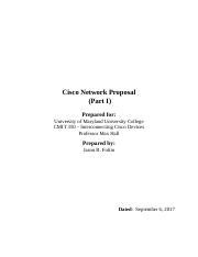 Cisco Network Proposal Part I Docx Cisco Network Proposal Part I