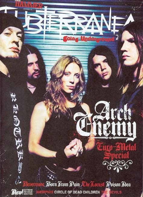 an advert for the band arch enemy, which is featured in this magazine cover