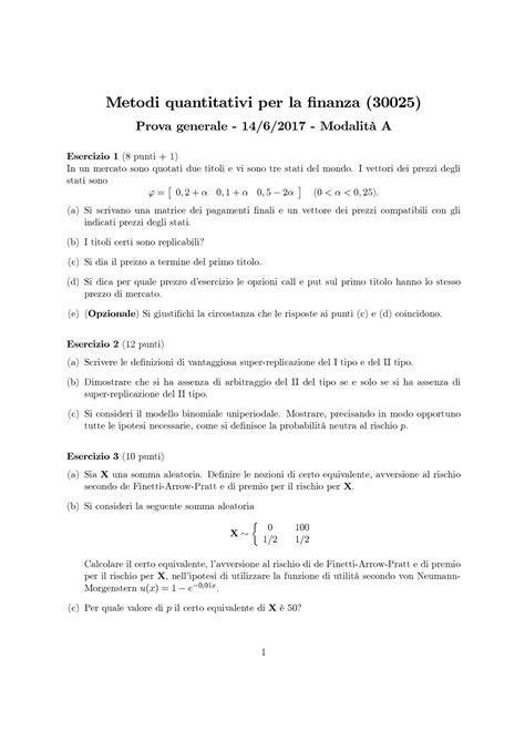 Esame 14 Giugno 2017 Domande Risposte Metodi Quantitativi Per La