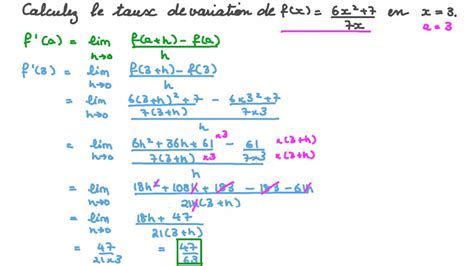 Vidéo Question Calculer Le Taux De Variation D’une Fonction Rationnelle En Un Point Nagwa