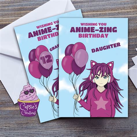 Anime Daughter Birthday Card Manga Birthday Card Kawaii Japanese Anime