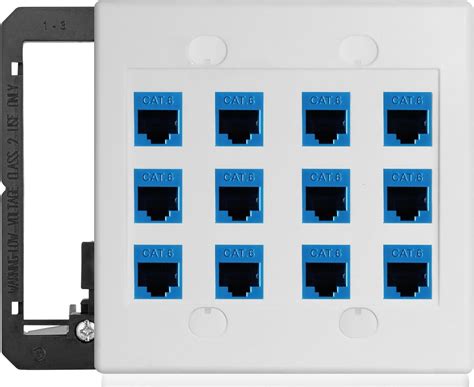 12 Port Ethernet Wall Plate Cat6 Jack RJ45 Outlet Key Network Cables