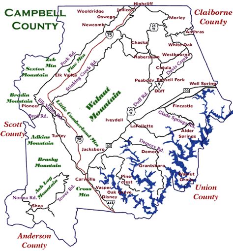 Campbell County Tncounty Map