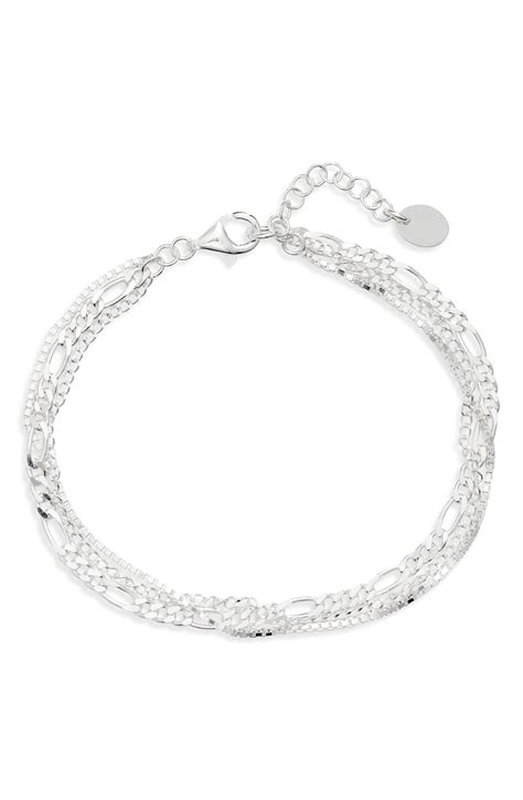 Argento Vivo Sterling Silver Argento Vivo Triple Layer Chain Bracelet | Nordstrom | Layered ...