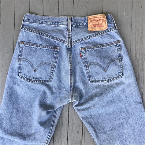 Vintage Levis 501 Faded Blue Jeans 5 Button Fly High Mid Waist