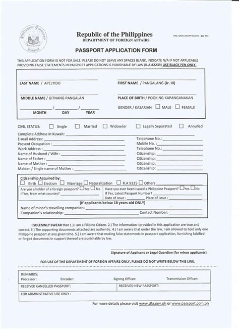 Department Of Foreign Affairs Passport Renewal Application Form ...