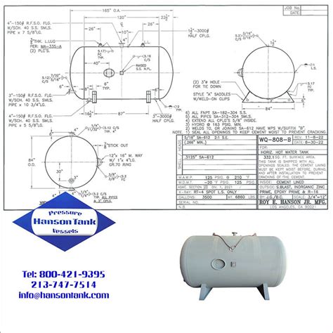 WQ808B 3500 Gallon Hot Water Tank Hanson Tank Asme Code Pressure Vessel Mfg