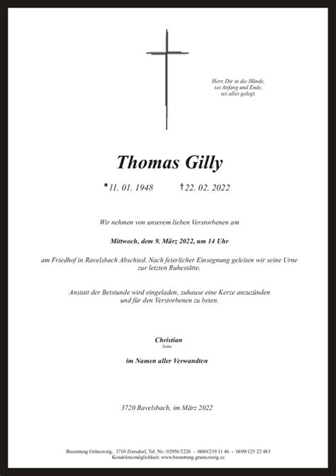 Thomas Gilly Bestattung Grünzweig