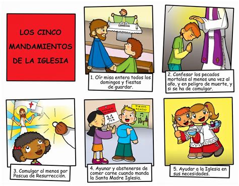 Dibujos Para Catequesis Los 5 Mandamientos De La Iglesia Biblia Catolica Para Niños