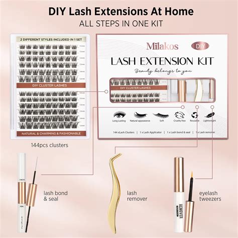 Kit De Extensión De Pestañas Diy 144 Racimos De Pestañas Individuales