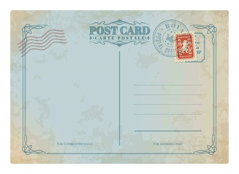 Mail Vintage Postcard Retro Postage Stamp 24082108 Vector Art At Vecteezy