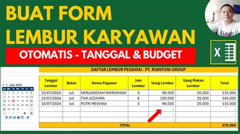 Cara Membuat Form Lembur Karyawan Otomatis Di Excel Youtube