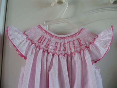 Custom Hand Smocked Bishop Dress Your Name Big Sister Team Etsy