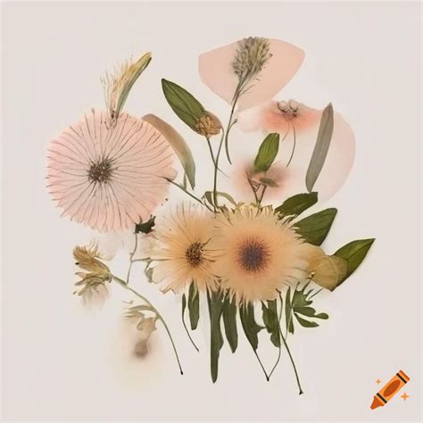 Pastel Botanical Poster With Pressed Wildflowers On Craiyon