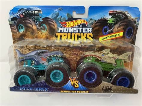 Hot Wheels Monster Jam Mega Wrex Vs Leopard Shark Demolition Doubles 1 64