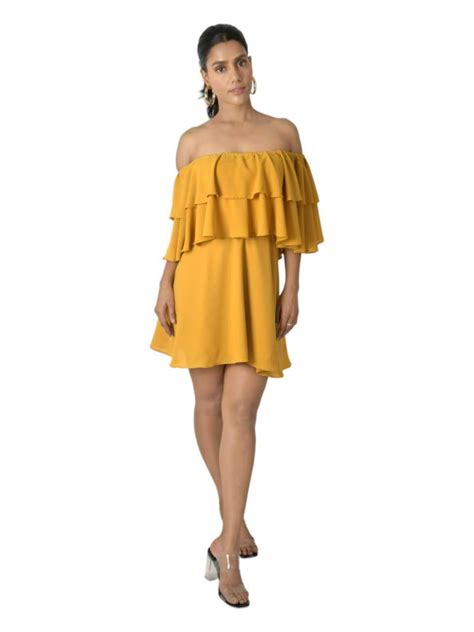 Off Shoulder Ruffle Dress Kiran Gupta Label