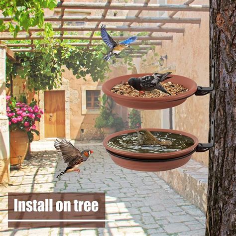 Metal Caulk Tree Mounted Bird Feeder Hummingbird Feeding Tray 2 Bird